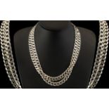 A Fine Pair of Solid and Heavy Sterling Silver Vintage Curb Design Necklaces.