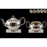 Barnard Brothers - Superb Quality Matched Silver Teapot and Large Twin Handle Sugar Bowl,