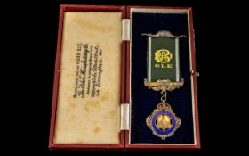 Silver & Enamel Lodge of England boxed Hand in Hand Lodge No. 690 Medal Buffalos.