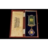 Silver & Enamel Lodge of England boxed Hand in Hand Lodge No. 690 Medal Buffalos.