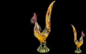 Murano - Large and Impressive Novelty Multi-Coloured and Stylised Figure of a Peacock,