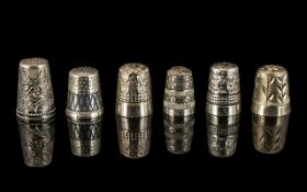 Antique and Vintage Collection of Sterling Silver Thimbles ( 6 ) In Total.