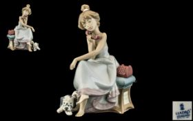 Lladro - Superb Hand Painted Porcelain Figure ' Chit - Chat ' Model No 5466. Designer Juan Huerta.