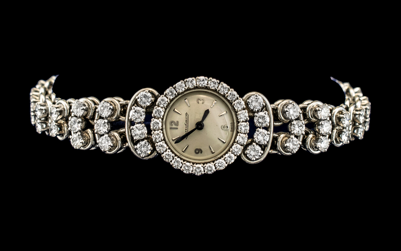 Jaeger-Le-Coultre Stunning Quality Ladies Platinum / Diamond Set Wrist Watch, Manual Wind, - Bild 3 aus 6