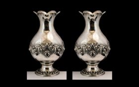 Portuguese - Attractive Early 20th Century Pair of Silver Vases,