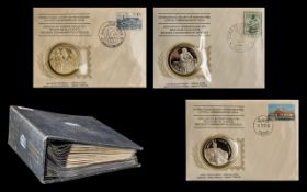 International Society of Postmasters 3 Ring Album and Twelve Different Numismatic Covers,