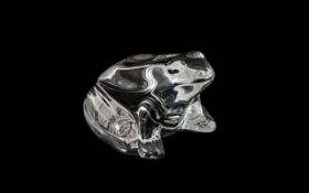 Baccarat Glass Frog, acid etched mark; 3.5 inches high x 3.