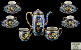 Noritaki Decorated Porcelain Coffee Set In The Cloisonne Pattern.