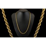 9ct Gold - Attractive Rope-Twist Design Chain. Marked 9.375. Pristine Condition, Hangs Well.