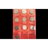Coin Folder of Mixed British Coins, 50p pieces, silver threepences, sixpences, farthings,