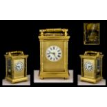 Antique Period French - Superb Quality Gilt Metal 8 Day Repeating Carriage Clock,