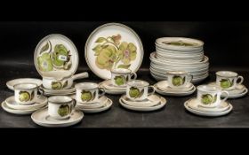 Denby China consisting of 8 dinner plates, 8 salad plates, 8 tea plates, 8 cups, 8 saucers,