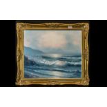Framed Oil on Canvas Painting of a Sea Scene, framed in a decorative gilt frame.