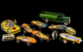 Collection of Six Small Tinplate Racing Cars (TAPT), 3.5 inches (8.