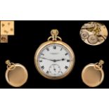 Swiss Made Excellent 9ct Gold - Keyless Open Face Pocket Watch, Signed to Dial - M. Harrison & Son