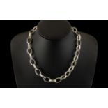 Top Quality Vintage Sterling Silver Necklace with Excellent Clasp, Link Chain Design,