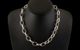 Top Quality Vintage Sterling Silver Necklace with Excellent Clasp, Link Chain Design,