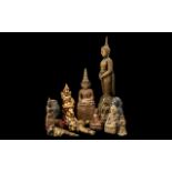 Collection of Antique and Later Carved Wood Oriental Figures of Buddha and other deities - Chinese,