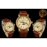 withdrawn Patek Philippe - Signed 18ct Rose Gold Gents Automatic Calendar Moon Phase Wrist Watch,