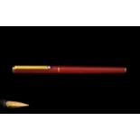 Mont Blanc Ladies Fountain Pen, WIth a Burnt Red Casing, Gold Coloured Nib and Pocket Hinge,