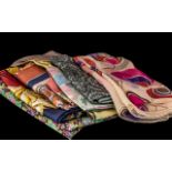 Liberty - Collection of 10 Vintage Liberty Scarves - comprising floral silk scarf square in pinks,