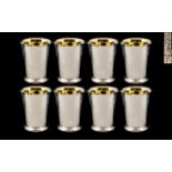 Elizabeth II Superb Set of Eight Sterling Silver Beakers / Cups,
