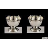 Edwardian Period Pair of Small Salts In the Form of Punch Bowls, Supported on Circular Stepped Base.