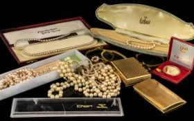 Mixed Lot of Costume Jewellery and Oddments comprising six faux pearl necklaces,