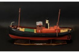 Model Boat Magpie Steam Drifter on plinth. Comes with associated remote control . 15 inches in