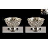 Victorian Period Top Quality Pair of Small Sterling Silver Salts of Exquisite Form and Decoration.