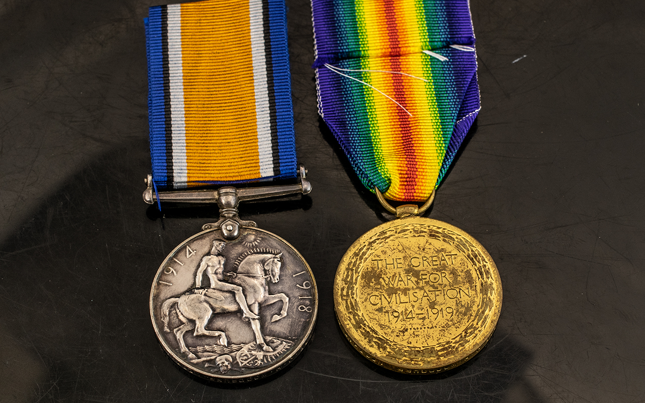WWI MEDAL DUO, 478805 PTE J.H. WOODRUFF, Northumberland Fus. - Image 2 of 3