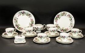 Wedgwood Bone Chine Tea Service 'Hathaway Rose', comprising six trios of teacup,