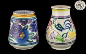 Poole Pottery 'Blue Bird' Pattern Vase, impressed Poole, England, and pattern code PB, to base,
