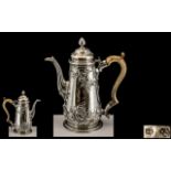 George II Silver Coffee Pot, Makers Mark For Aymé Videau c1740,