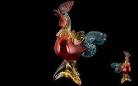 Murano 1970's Large and Impressive Multi Colour Glass Rooster Figure.