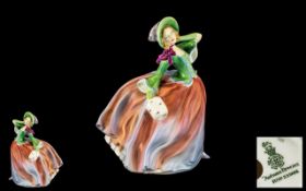 Royal Doulton - Early Hand Painted Porcelain Figure ' Autumn Breeze ' Green and Pink Colour way.