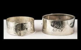 Victorian Period Sterling Silver Hinged Wide Bangle, Hallmark Chester 1885, 1.5 Inches - 3.