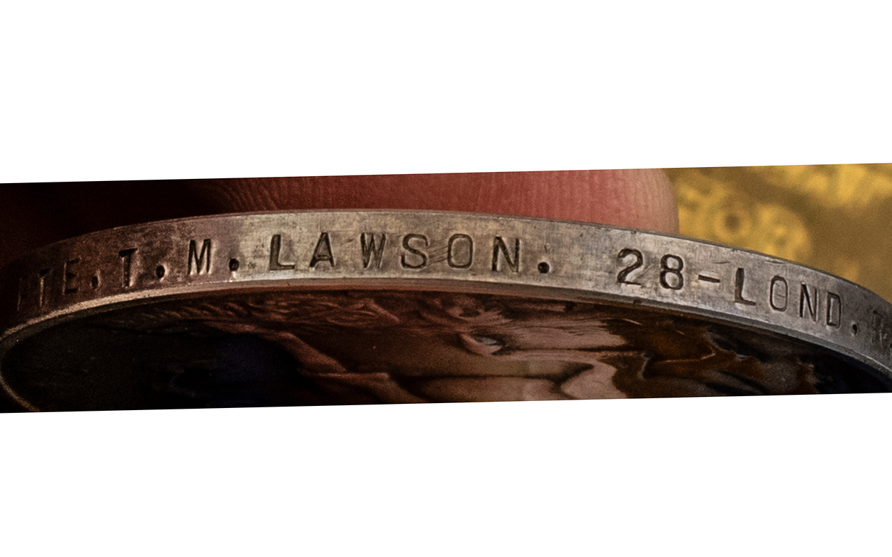 WWI MEDAL DUO, 766603 PTE T.M. LAWSON 28th London Rgt Artists Rifles. - Image 3 of 3