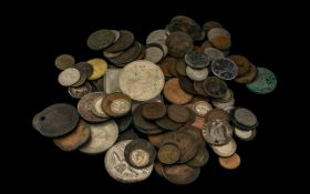 Box of Mixed Coins, silver and copper,