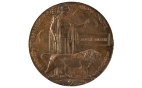 World War I Bronze Memorial Plaque - Awarded to Albert Wilcox, Royal Warwickshire Regiment,