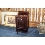 Edwardian Mahogany Coal Purdonium/Scuttle housed in cabinet, raised on four feet.