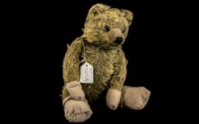 Vintage Teddy Bear, golden plush and glass eyes, c1920s, 14 inches (app.