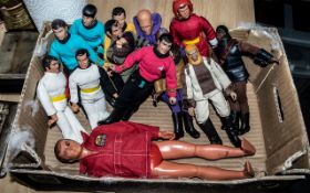 Collection of Star Trek Figures, 12 in total, 8" tall, including Spock. Captain Kirk, etc.