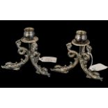 Pair of Quality Heavy Cast Metal Silver Plated Candlesticks,