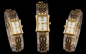 Rotary - Elite Ladies 9ct Gold Wrist Watch with Integral 9ct Gold Fancy Bracelet,