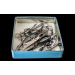 Collection of of Vintage and Antique Scissors in a tin (16)