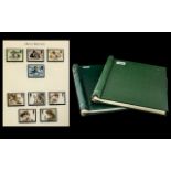 Pair of Green Spingback Stanley Gibbons Stamp Albums Largely Complete with Mint GB Stamps Covering