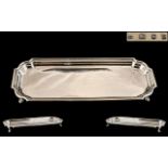 1930's Superb Quality - Heavy Sterling Silver Elongated Rectangular Pen / Trinket Tray,