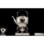 George VI Superb Quality Sterling Silver Spirit Kettle and Stand of Pleasing Proportions.