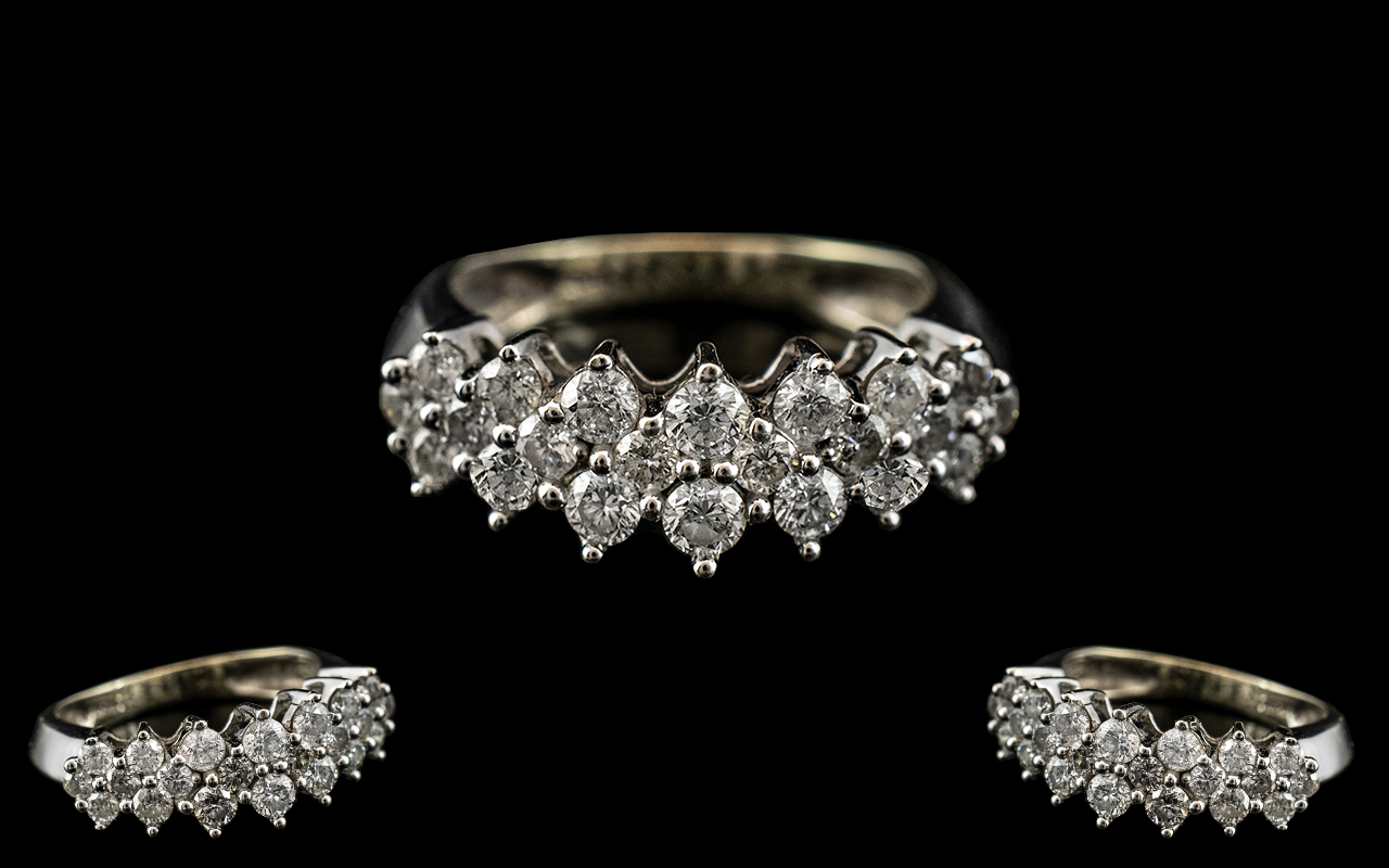 10ct White Gold - Attractive Diamond Set Dress Ring of Contemporary Design. - Image 2 of 2